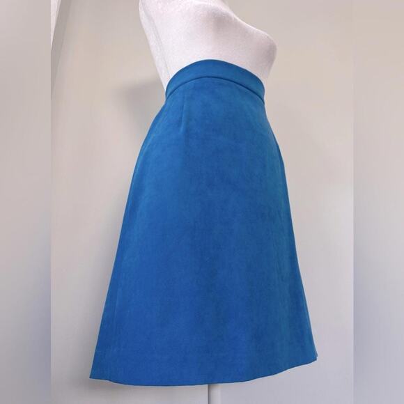 Vintage ‘90s Lord & Taylor The American Petite Blue Faux Suede Knee Length Skirt - Picture 6 of 9